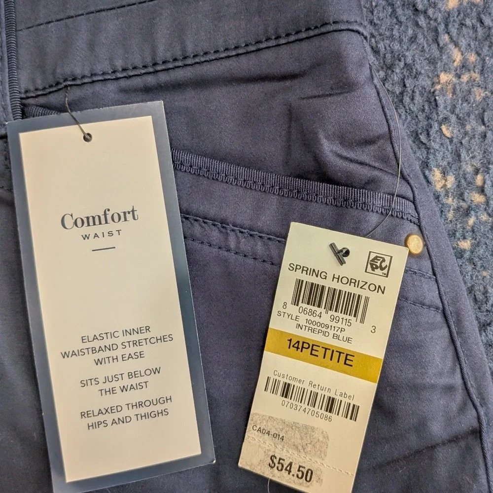 NWT Charter Club Comfort Waist Skort 14P Navy Blue Cotton Nautical Travel Preppy